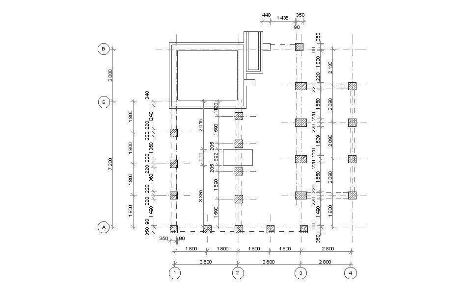 План столбчатого фундамента